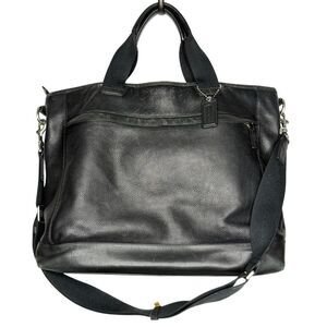 Coach F70926 Bleecker Legacy Black Pebbled Leather Slim Brief Bag with Strap